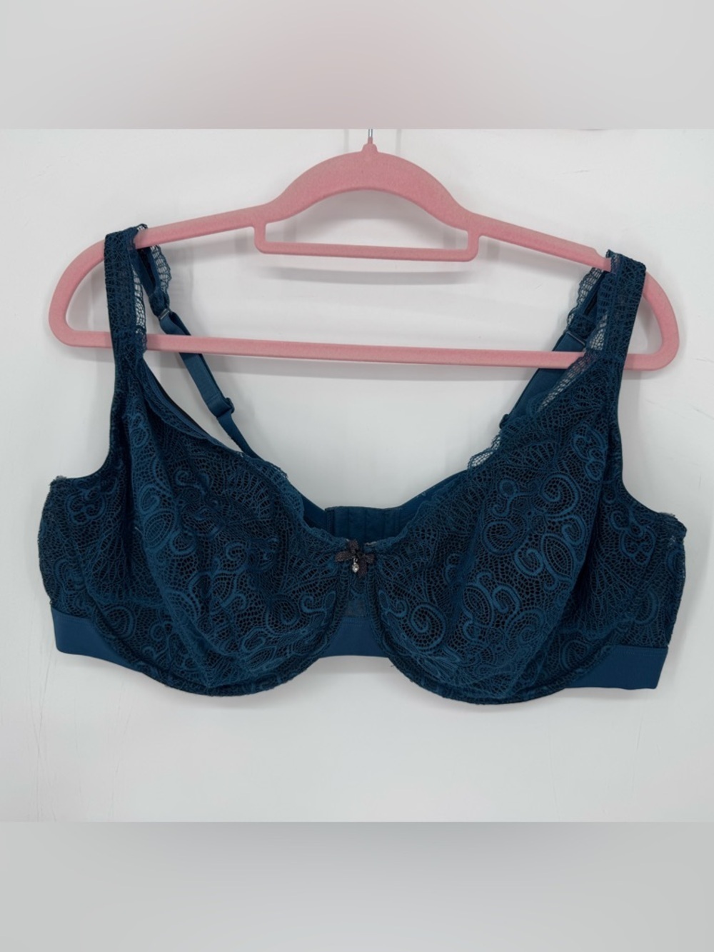 Cacique Women's Lace Underwire Unlined/Unpadded Dark Teal Bra Size 46DD